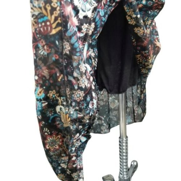 Elena Baldi Floral Print Asymmetrical Ruffled Hem Chiffon Dress Size XS - Picture 7 of 11